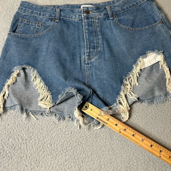REVOLVE Superdown Shorts Womens 30 Blue High Rise Button Fly Frayed Denim Shorts - Picture 7 of 11